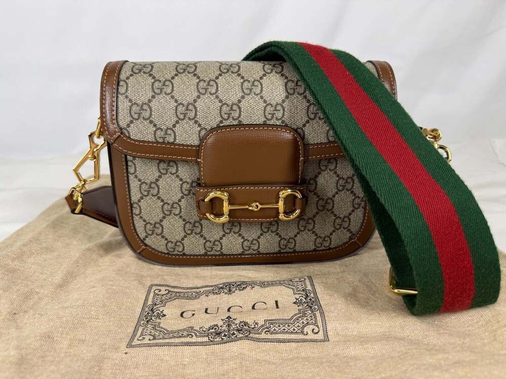 Gucci GG Supreme Monogram Horsebit 1955 Shoulder Bag SPB-JB 373428